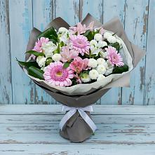 Букет цветов из:  Герберы, Альстромерии и Хризантемы в Луначарском