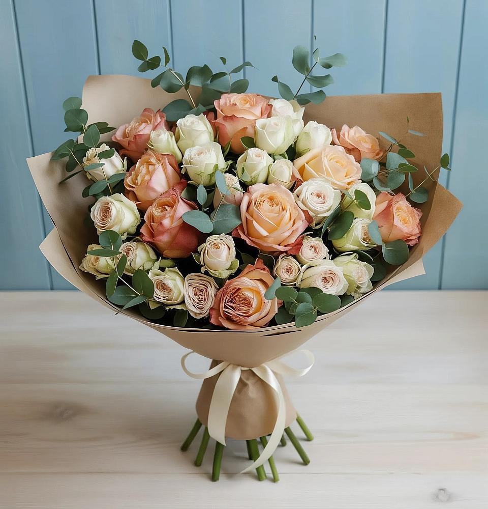 Букет цветов из: Альстромерии и Розы в Луначарском