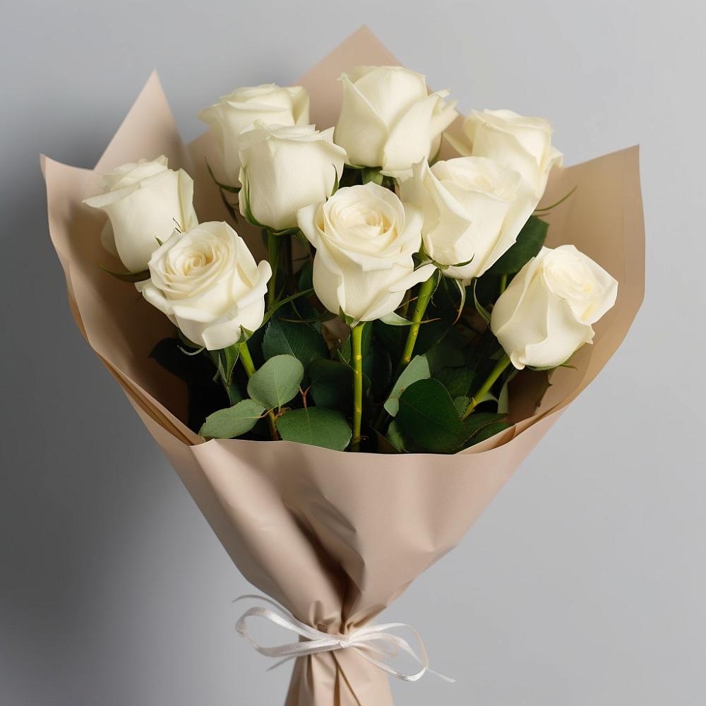 Букет 9 Белых роз Эдлесс Лав в Луначарском