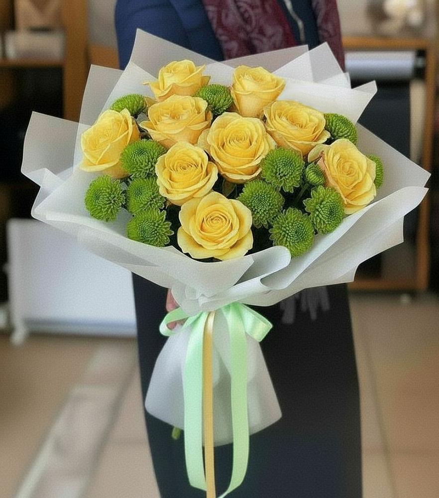 Букет цветов из: Хризантемы и Розы в Луначарском