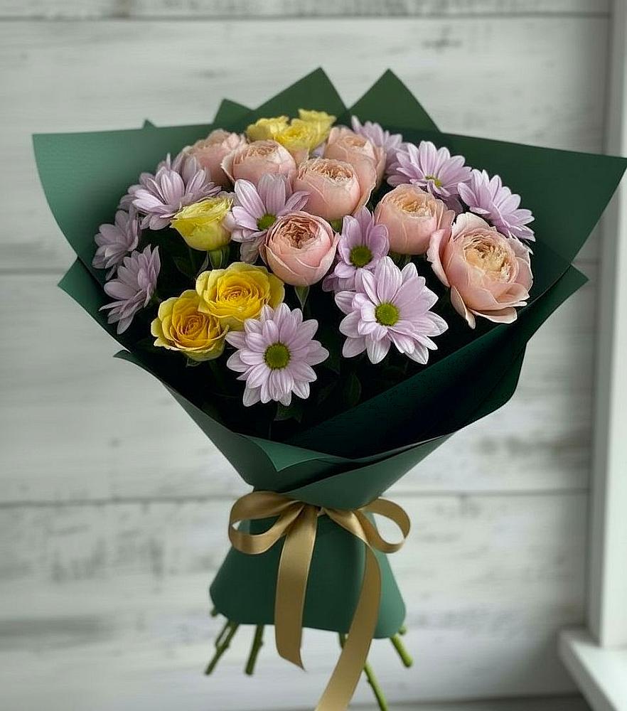 Букет цветов из: Хризантемы и Розы в Луначарском