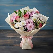 Букет цветов из:  Хризантемы, Альстромерии и Розы в Луначарском