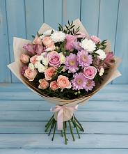 Букет цветов из:  Хризантемы, Розы и Альстромерии #REPLACE_PRED# Луначарском