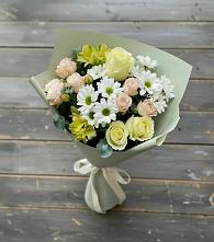Букет цветов из:  Альстромерии, Розы и Хризантемы в Луначарском