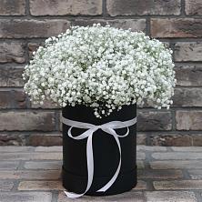 Цветочная композиция из Гипсофила в шляпной коробке в Луначарском
