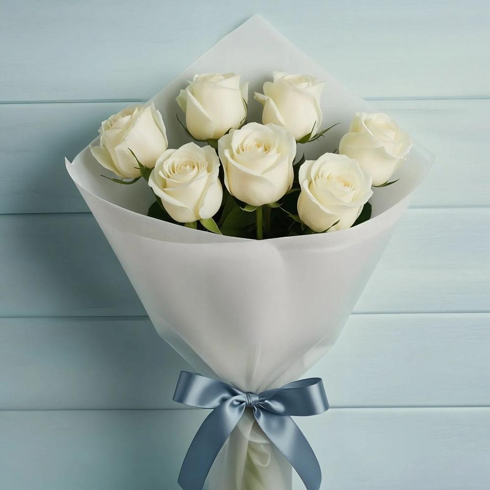 Букет 7 Белых роз Эдлесс Лав в Луначарском